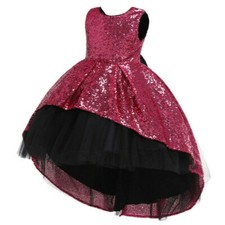 Girls Kids Sequins Dress Glitter Flower Bow Princess Wedding Bridesmaid Gift SPW