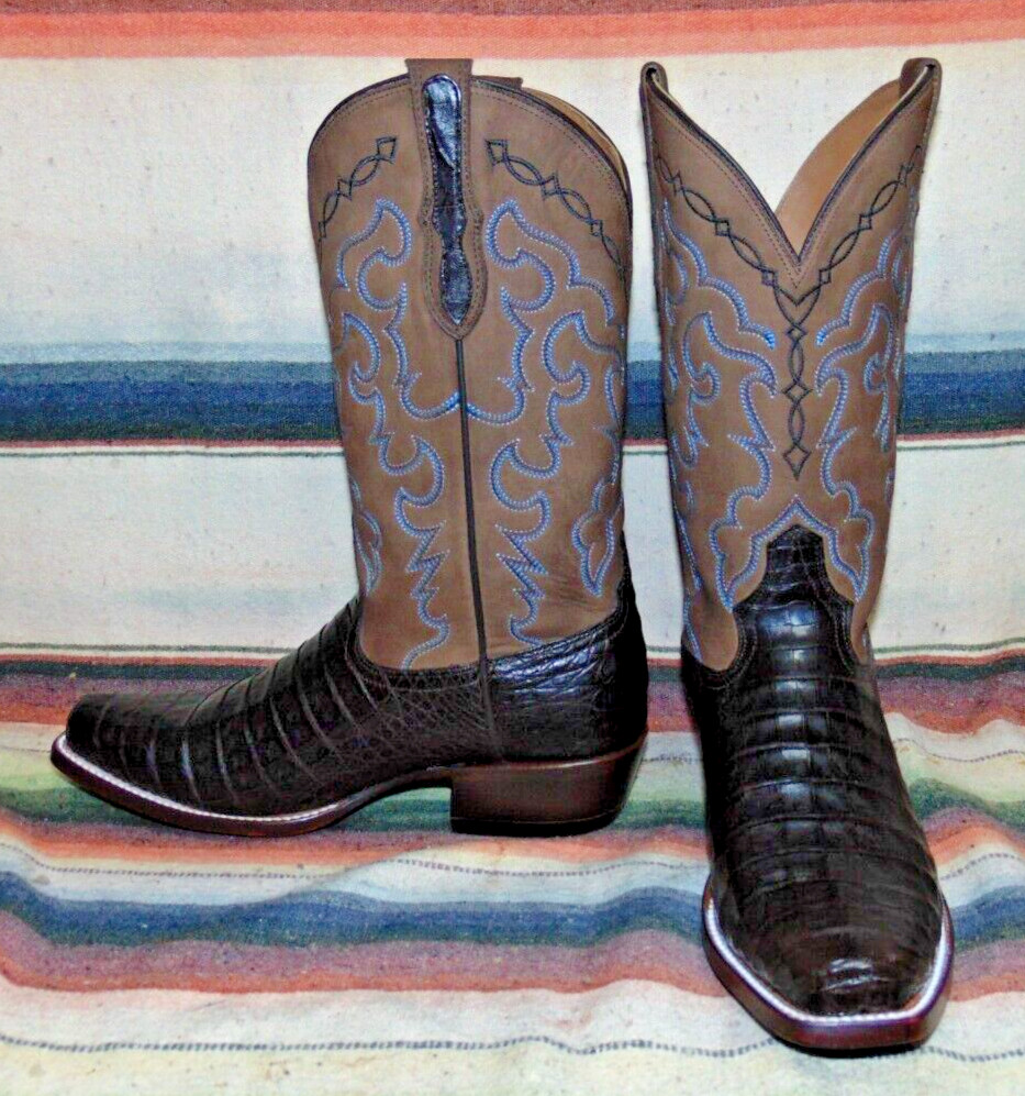 Bottes De Cowboy Rujo Homme Marron Ventre De Caïman - Taille 10.5 D, Neuves Dans Boîte