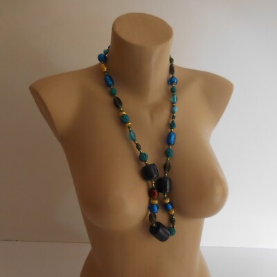 Collier Fantaisie Vintage Perles Multicolores - Occasion