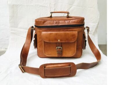 Genuine Leather Camera Bag, Carry Case For Nikon Canon Vintage Lens Accessories