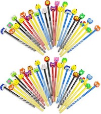 50 Pack Colorful Cartoon Animal Pencils With Fun Erasers For Kids Party Favor