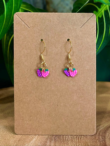 Authentic 18K Gold Plated Purple Pink Grapes Mini Fruit Charms Handmade Earrings