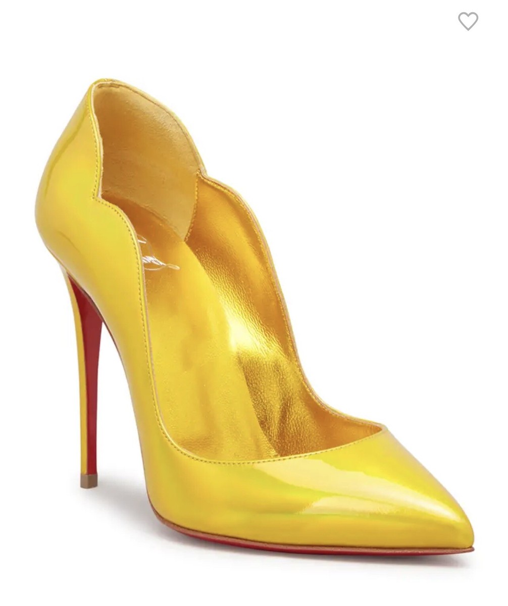 Christian Louboutin Hot Chicks Gold Metallic Pump Heels Shoes 38
