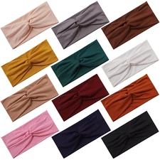 12 Pcs Stretchy Headbands for Women, Absorbed Sport Headband Soft Twist
