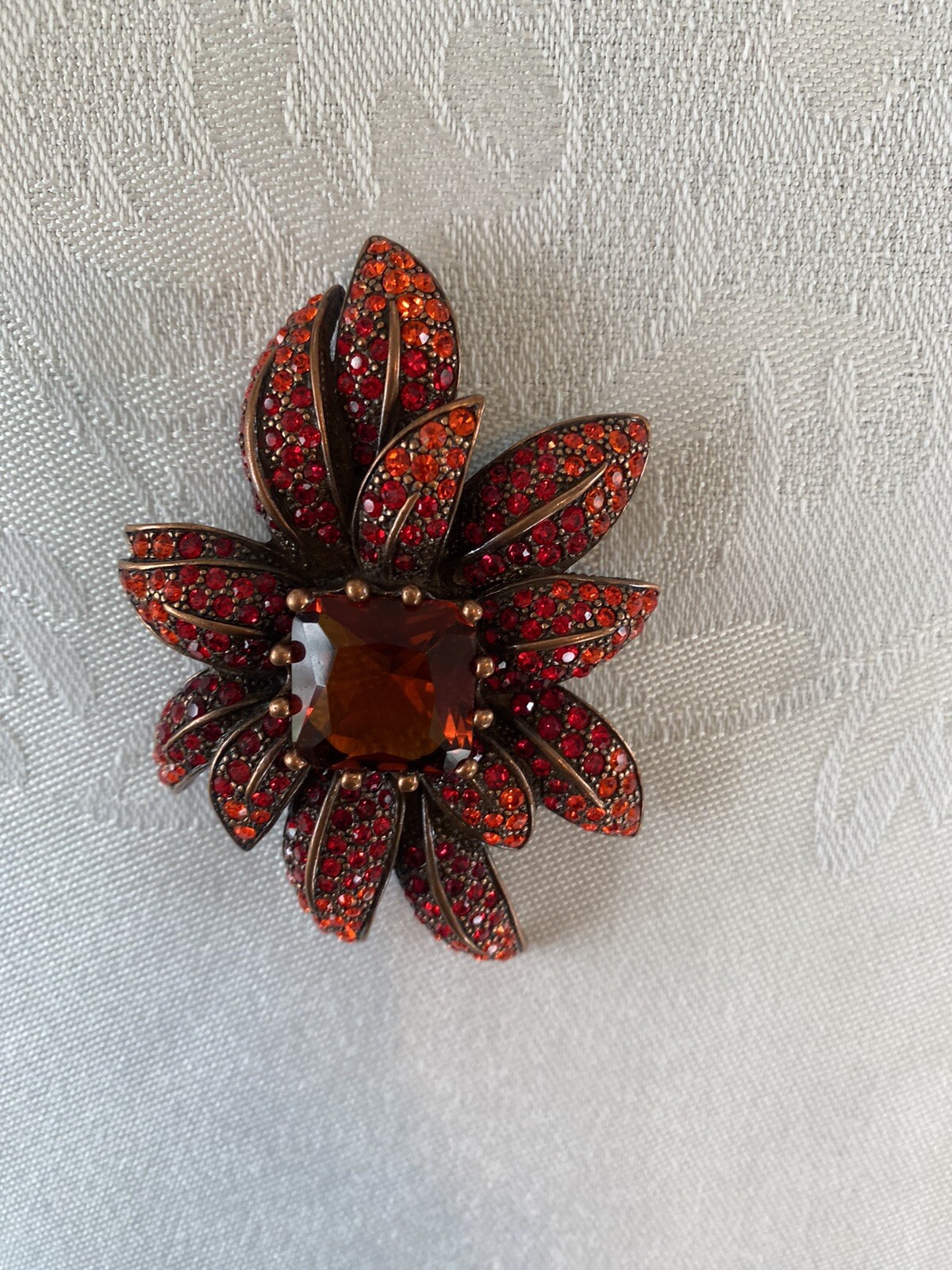 Joan Rivers Ruby Red Crystal Rhinestone Flower Pi… - image 5