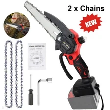8inch Electric Mini Chainsaw Cordless Saw w/2 Chains Handheld For Milwaukee 18V