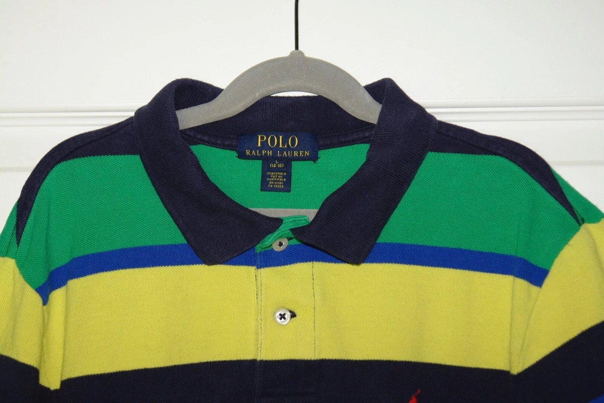 VTG POLO Ralph Lauren Short Sleeve Polo Shirt Blue Red Yellow