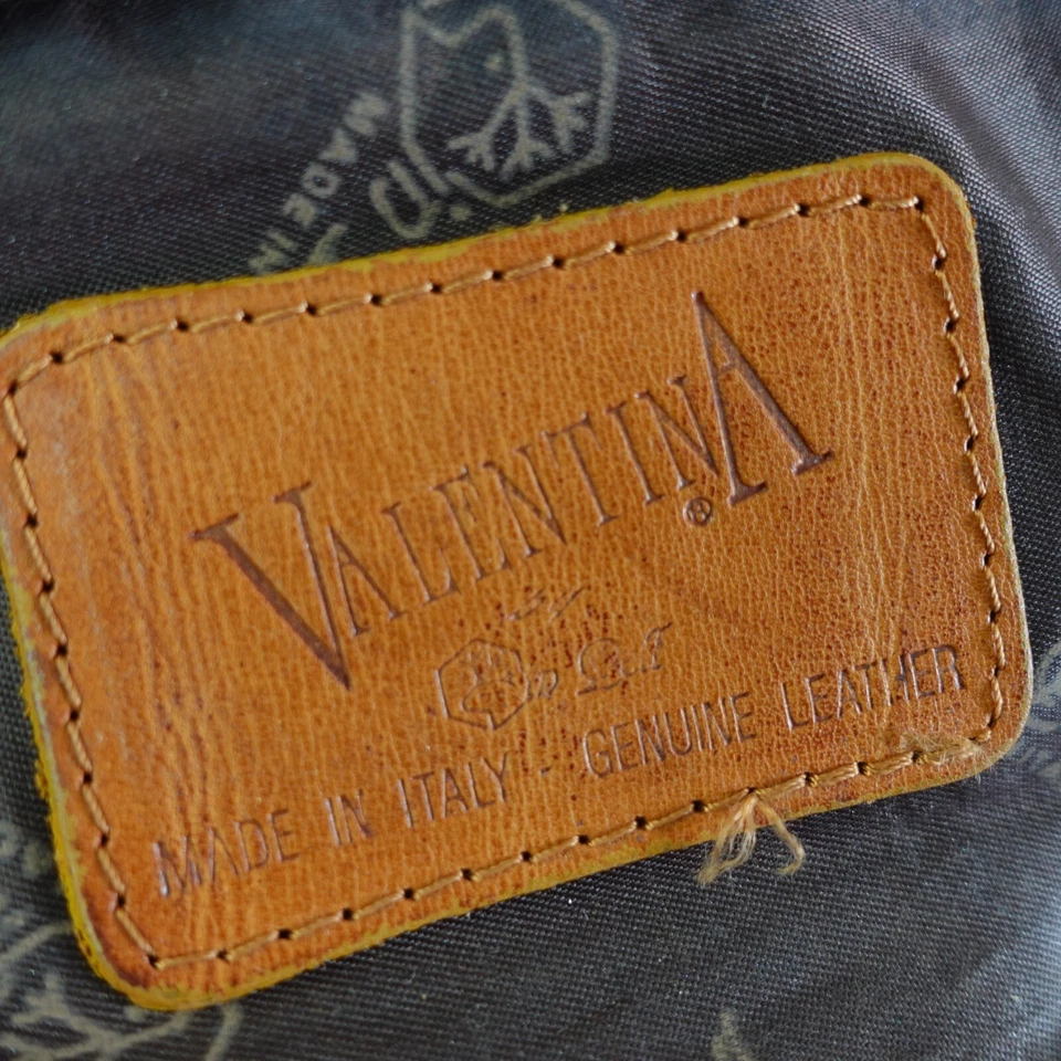 Bolso Valentina Cuero Marrón Blanco Hombro Mediano Italiano Cartera Holgada Hobo Foto 2 de 4