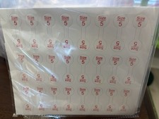 500 Preprinted Ring Tag Sizing Stickers