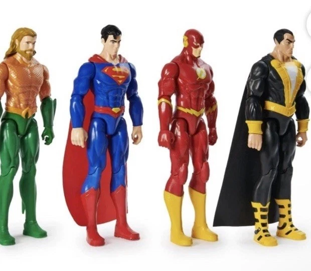 Figura de acción DC Comics 12" paquete de 4, Aquaman, Superman, The Flash, Black Adam nueva en caja Foto 3 de 4