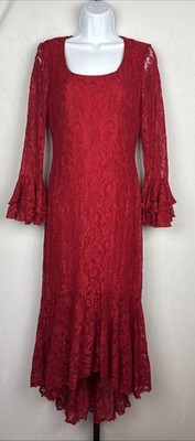 Vintage Onyx Nite Lace Dress Women's 6 Red Castlecore Fairy Goth Whimsigoth Y2K