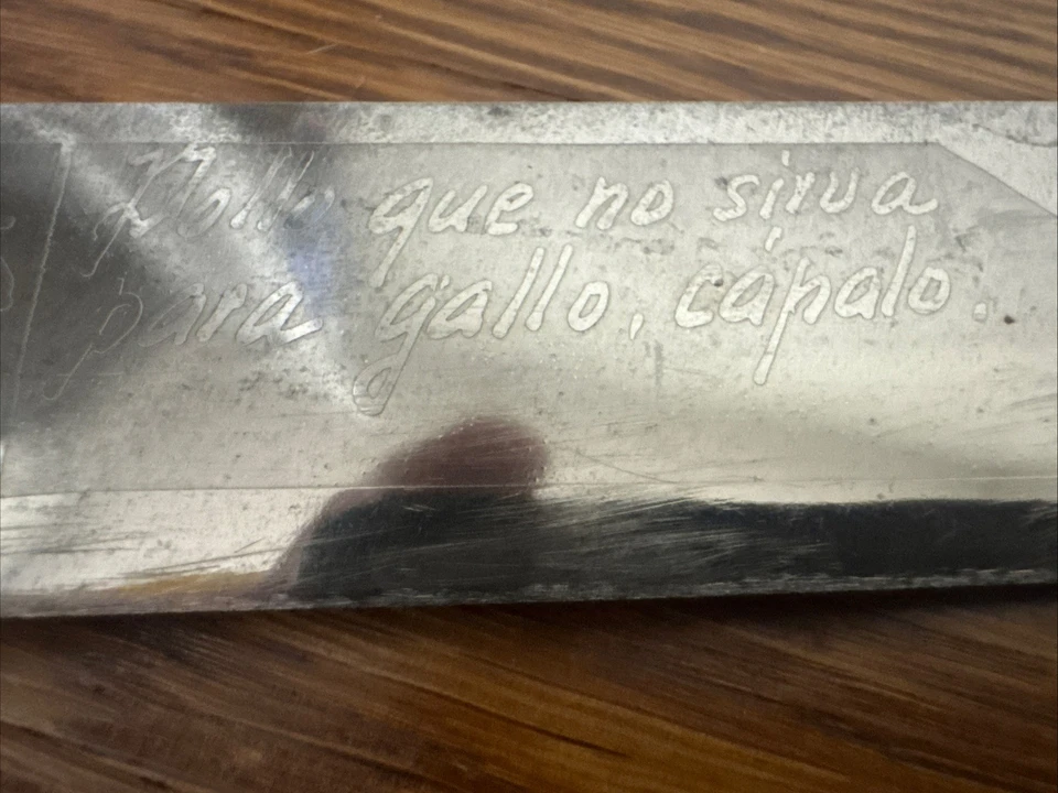 Cuchillo Bowie Cabeza de Águila Mexicana De Colección 13" Hoja Grabada y Funda de Cuero Foto 4 de 4