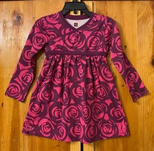 NWOT PURPLE & PINK ROSE PRINT COTTON KNIT DRESS BY TEA SIZE 2T