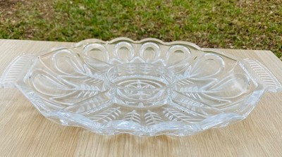 BOHEMIAN CZECH CUT CRYSTAL HEAVY 4 PART  DIVIDED DISH 1960s