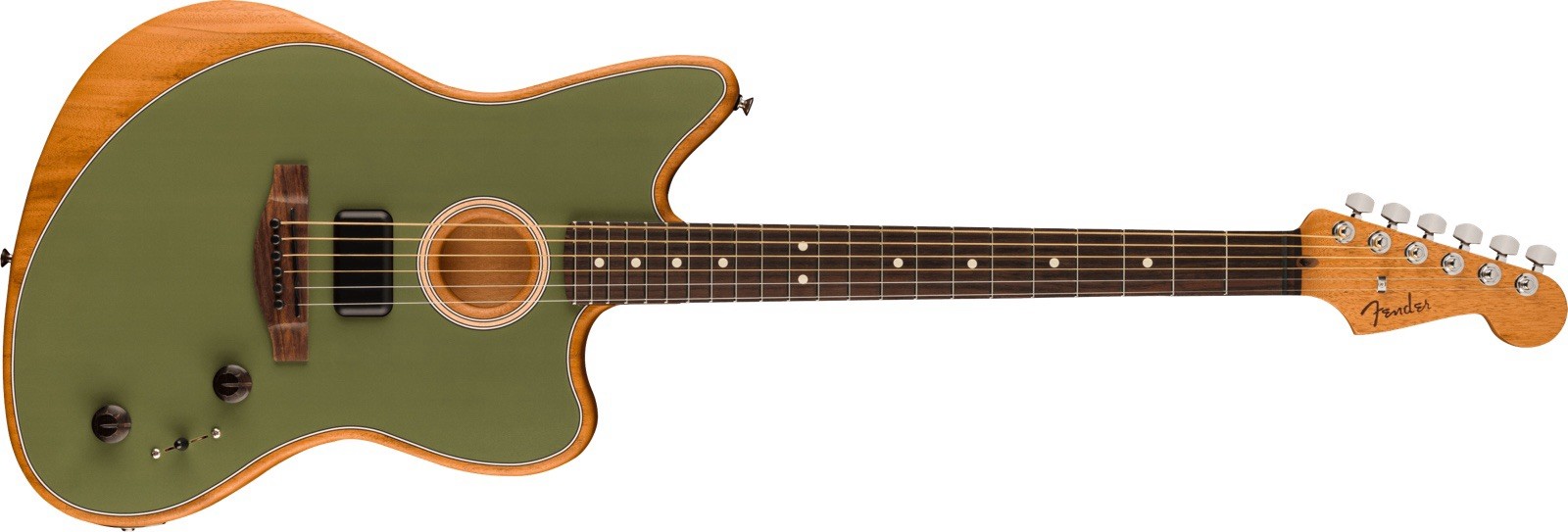 Fender Acoustasonic Player Jazzmaster Acoustic-Electric Guitar in Antique Olive Finish