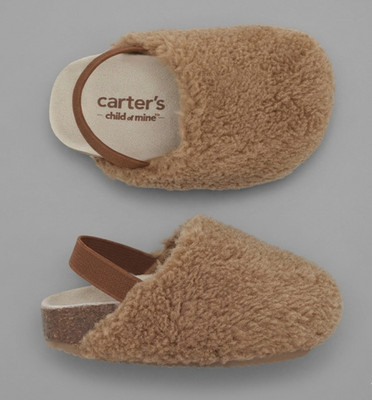 Carters Child of Mine Baby Clogs Alya Cozy Brown Faux Shearling Slippers Size 6