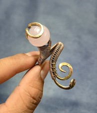 Rose quartz Ring Two Tone Copper Wire Wrapped Ring Adjustable Ring For Gift