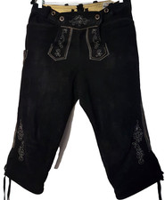 Herren Trachten Kniebund Lederhose Schwarz Gamsbock Gr. 52