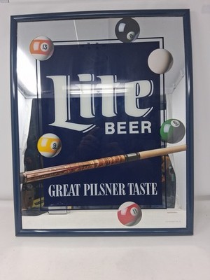 Vintage Miller Light Beer Billiards Mirror