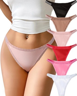 DAD Womens Sexy Lace G String Thongs Seamless No Show Underwear 6 Packs