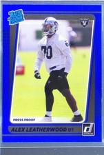 2021 Donruss Alex Leatherwood Press Proof Blue RC #335 Raiders
