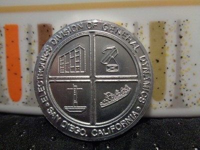 Vintage 1/20/1973 General Dynamics Electronics Div. Commemorative Aluminum Coin