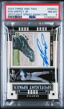 2024 PANINI THREE & TWO SPOTLIGHT SPIKES SIGNATURES KEN GRIFFEY JR. 12/32 PSA 8