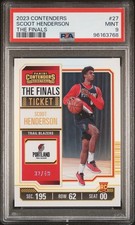 Scoot Henderson 2023-24 Panini Contenders The Finals Ticket RC /49 PSA Mint 9!
