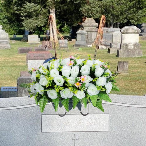 LaLamona Sella di Fiori in Lapide Artificiale, Fiori da Cimitero per Tomba, Ceme... - Foto 2 di 7