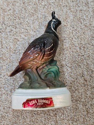 Vintage  1970s Ezra Brooks California Quail Game Bird Whiskey Decanter Bottle