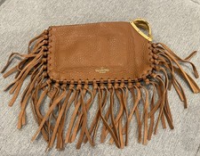 VALENTINO GARAVANI ZODIAC PISCES BROWN LEATHER CLUTCH HANDBAG USED