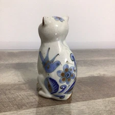 Vintage Mexico Tonala Pottery Folk Art Cat Figurine Kitty Signed