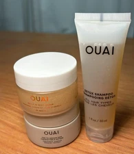 Ouai To Medium Hair Treatment Masque,  Detox  Shampoo Scalp Body Scrub Set 1 Oz