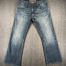 Pantalones de mezclilla Levis 527 para hombre 34x30 azul corte bota bajo lavado medio desgastados