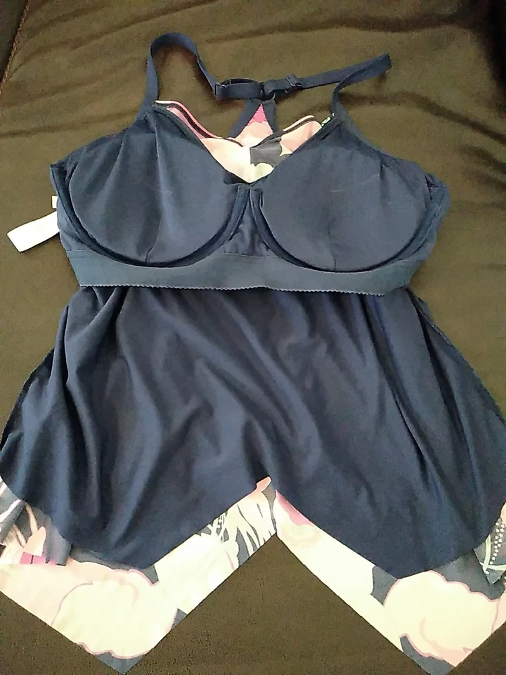 Camiseta de baño Tankini Beach House Avalon de malla floral 18W Foto 3 de 4