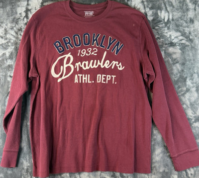 Old Navy Brooklyn Brawlers Athl. Dept. Burgundy Cotton Knit Crew Neck Tee XXL