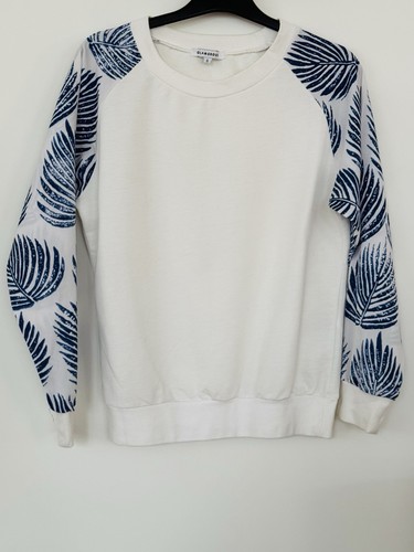Glamorous Sweatshirt Pullover Rundhalsausschnitt Palmenblätter Travel Weiß Gr S - Bild 2 von 4