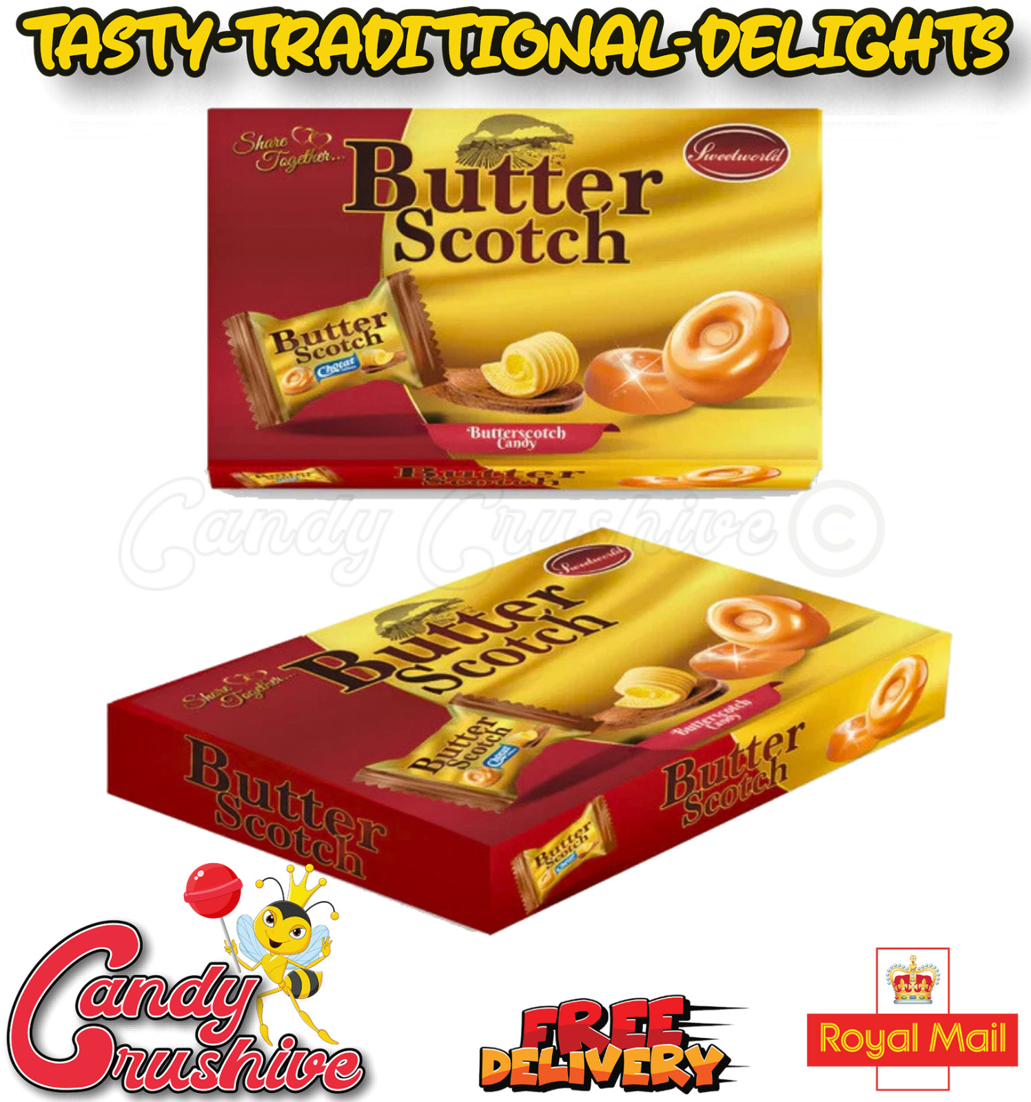 Sweetworld Traditional Toffee Boxes - Butterscotch Toffee Candy - 200g