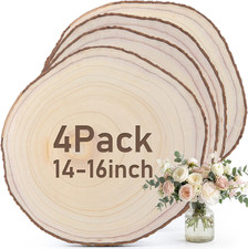 4 Pack 16 Inch Large Rustic Wood Slices Natural Live Edge Unfinished Craft Decor