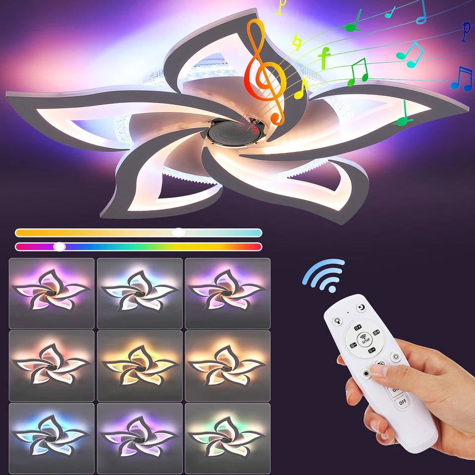 RGB LED Deckenlampe Φ61x5.5cm Dimmbar Deckenleuchten mit Fernbedienung Bluetooth - Bild 2 von 4