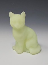 Vintage Fenton Glass Matte Custard Glass Cat UG