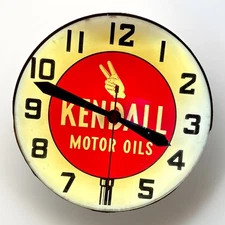 Vintage 1950’s Kendall Motor Oil lollipop Swihart Products Glass Dealer Clock