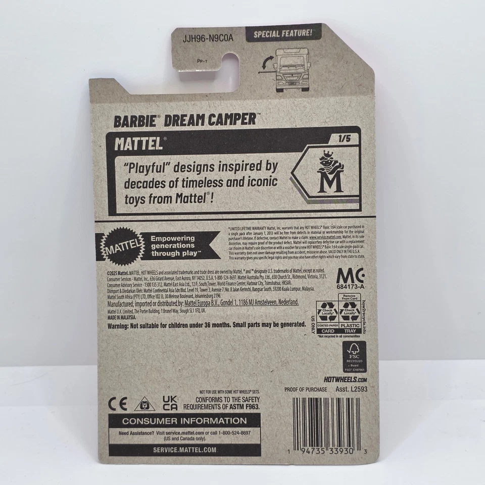 Barbie Dream Camper/ruleta rosa Hot Wheels 2026 DE UN ESTUCHE Foto 2 de 2