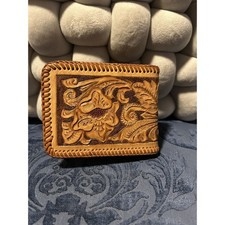 Handcrafted Leather Bifold Wallet with Floral Pattern