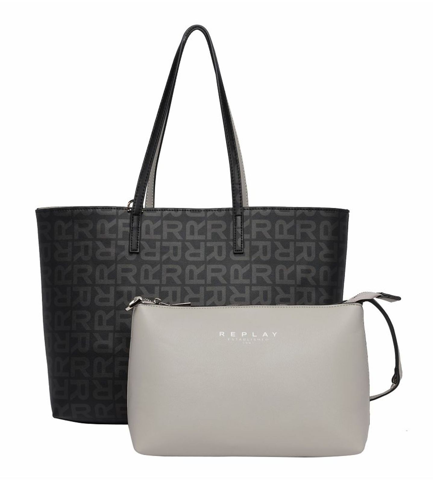 REPLAY shopper bag Shopper with Pouch Black + Medium Grey