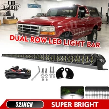 1200W Roof 52inch Straight LED Light Bar Combo For 1966-1996 Ford Bronco/F-150