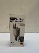 4 IN 1 Retractable Car Charger Cable Dual Port USB-C PD Fast Charging Adapter