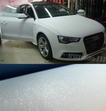 50FT Stretch WH Whole Car Wrap Matte Glitter Sparkle Vinyl Hood Roof Sticker BO