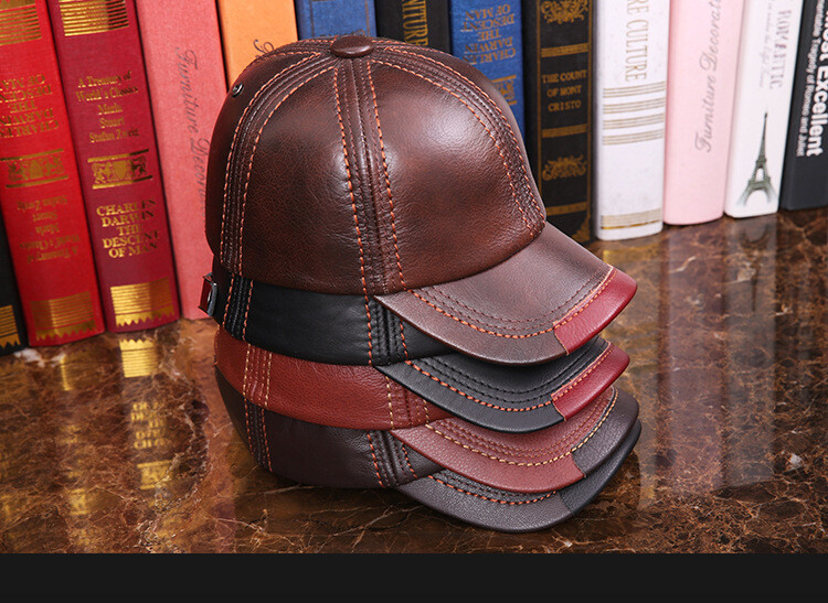 Mens Womens Leather Trucker Hat Baseball Cap Snapback Adjustable