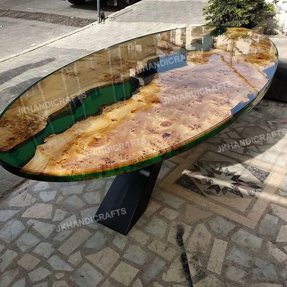 Nueva forma ovalada resina epoxi comedor mesa de centro pasillo decoración re...